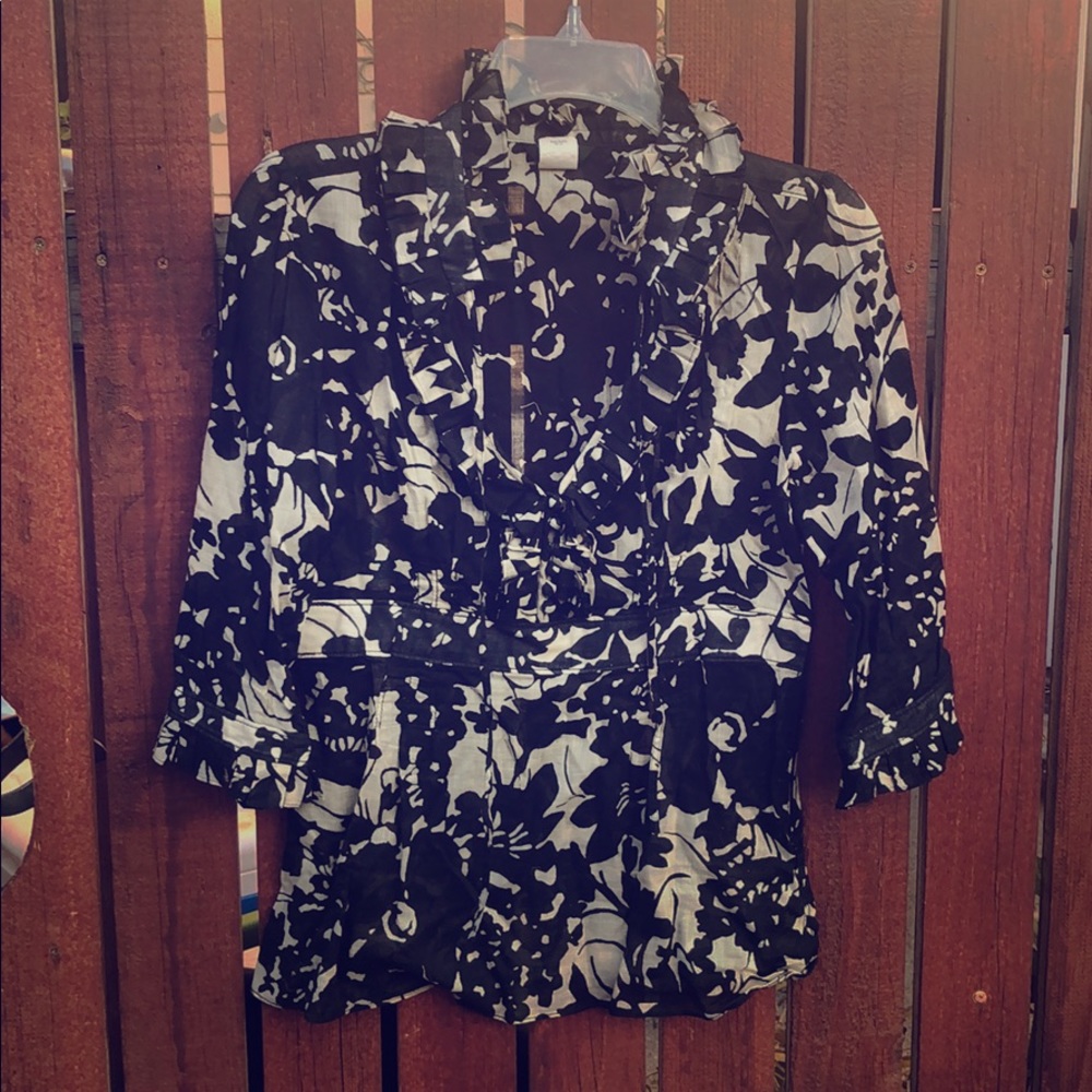 Size 2 black and white JCrew blouse